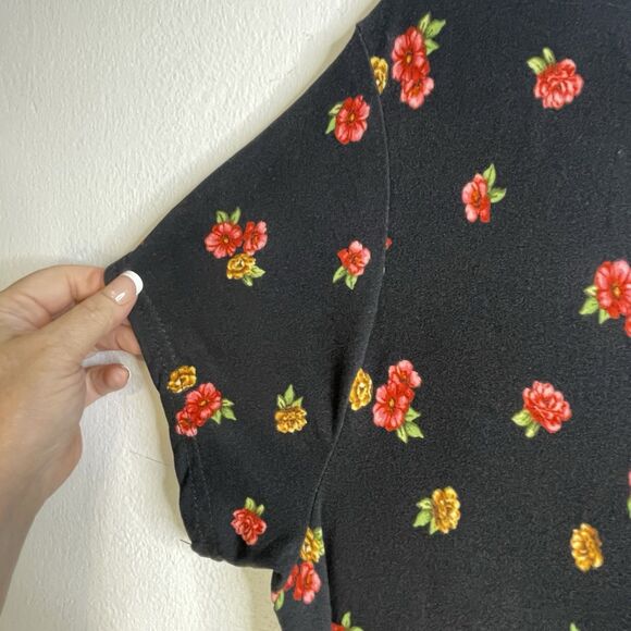 J for Justify Dress Stretch SZ‎ 2X Floral Black Red Midi Boho A-Line Flare - Picture 7 of 14